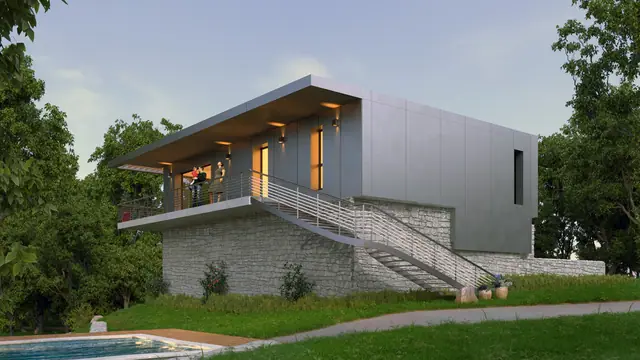 Maison sur une ruine, Ardèche, projet Pépin de Banane
